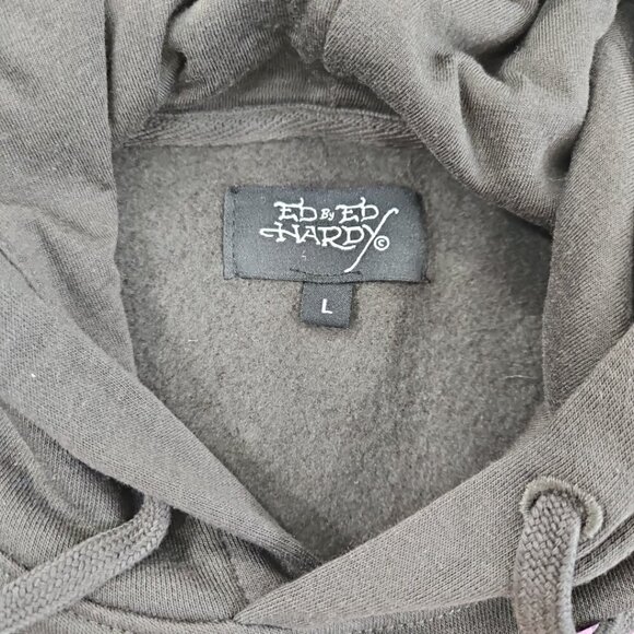 Ed Hardy Hoodie Men's L Black Pullover Sweatshirt Skull Grunge Goth Skate NEW - Picture 7 of 14